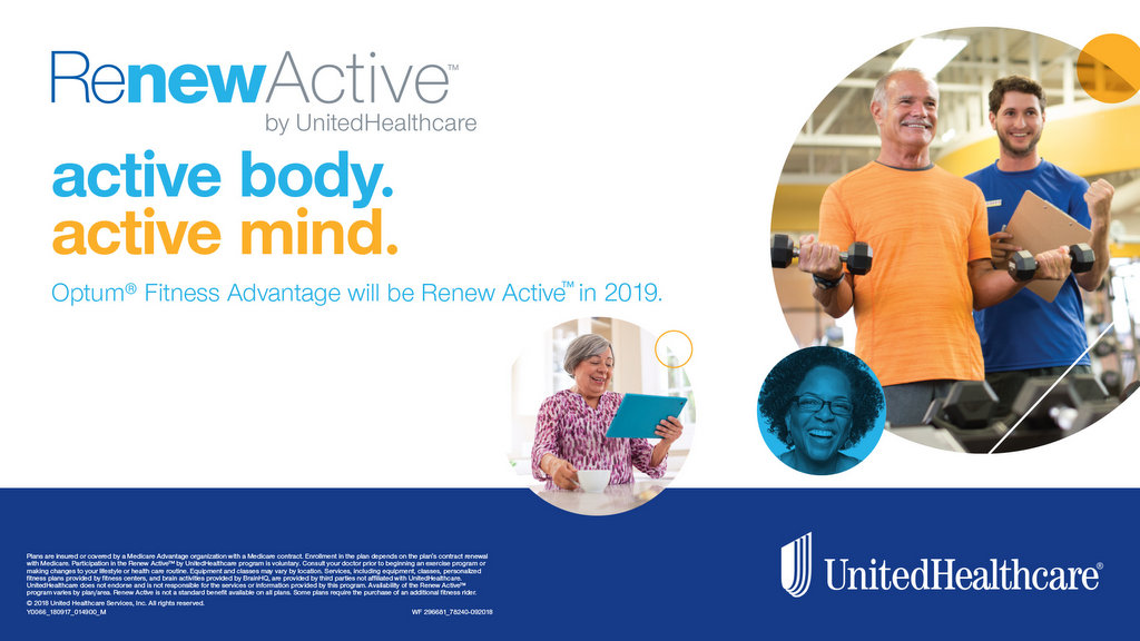 Renew Active by UnitedHealthcare poster - details below. learn more at https://myrenewactive.com